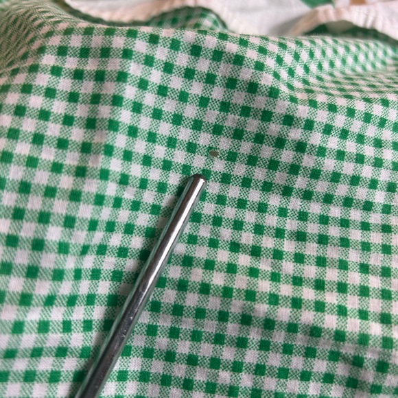 Vintage Half Apron Women Gingham Green Pockets Tie Waist Folk Country Farmhouse - Picture 4 of 6